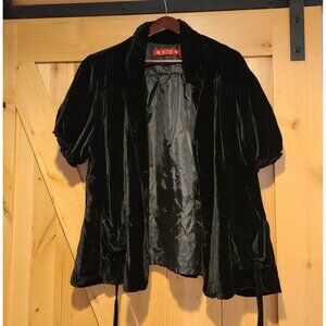 MXM Plus Size 24W Black Velvet Short Sleeve Jacket Smocked Whimsigoth Witchy
